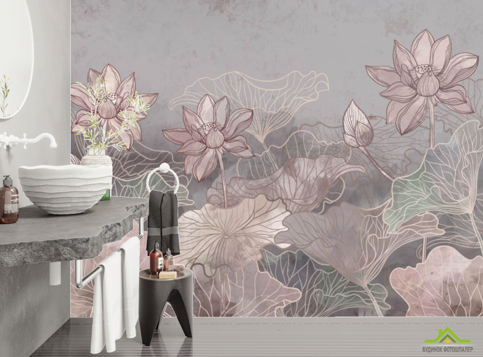 выбрать Фотообои Дизайнерские лотосы Фотообои в ванную на стену
