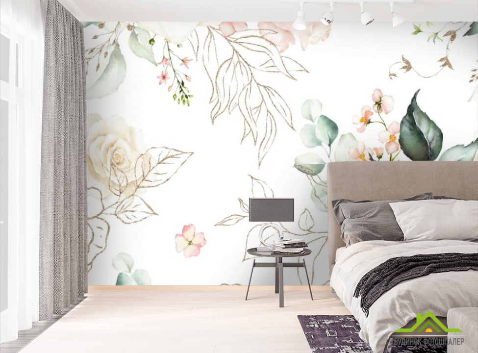 выбрать Фотошпалери Аварельні квіти патерн Фотошпалери Квіти на стіну