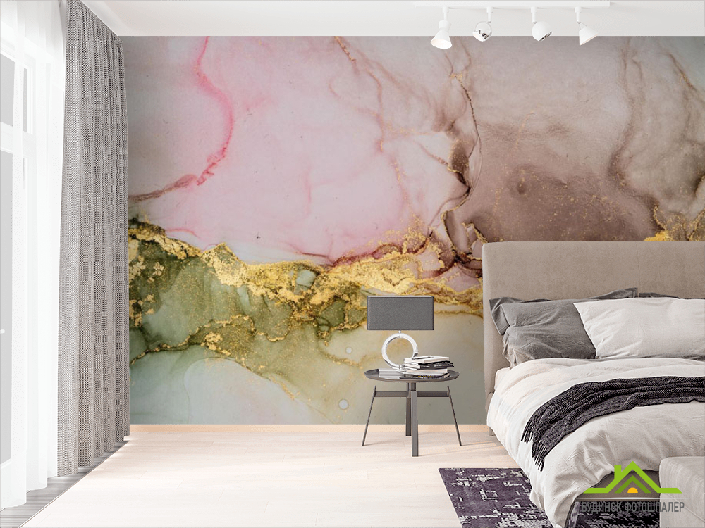 Фотошпалери кольоровий флюїд з золотом