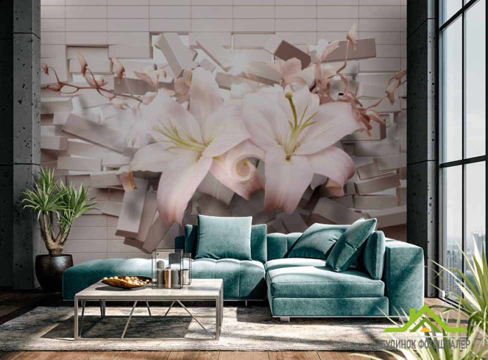 выбрать Фотошпалери 3d лілії Фотошпалери стереоскопічні на стіну