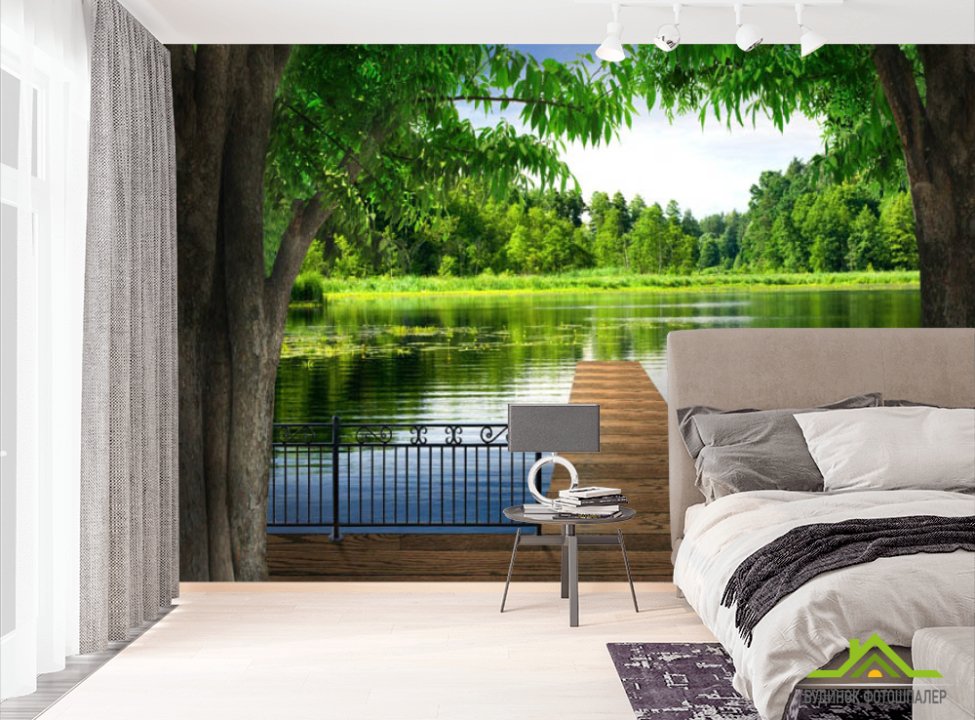 выбрать Фотообои Мостик в пруду Фотообои мостик на стену