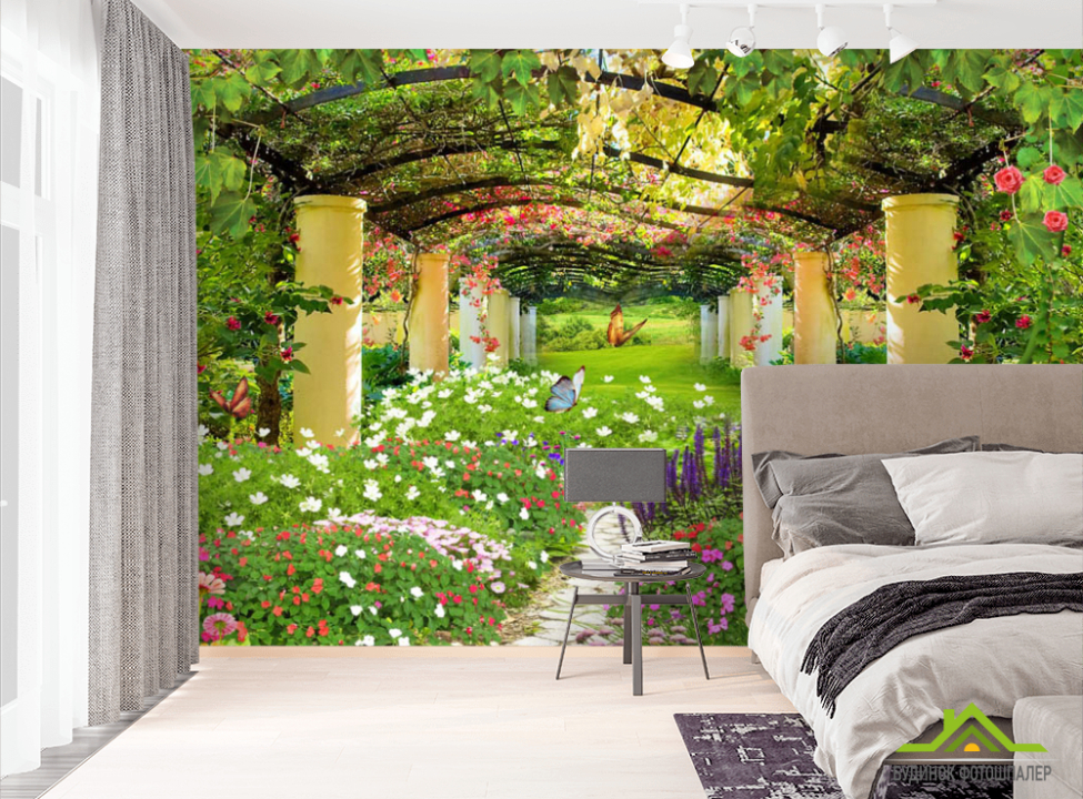 выбрать Фотообои Колонны в саду Фотообои Расширяющие пространство на стену