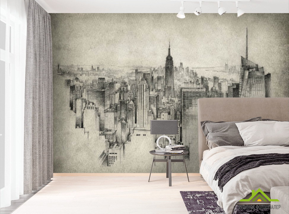 выбрать Фотообои Рисованный Манхеттен Фотообои Город на стену