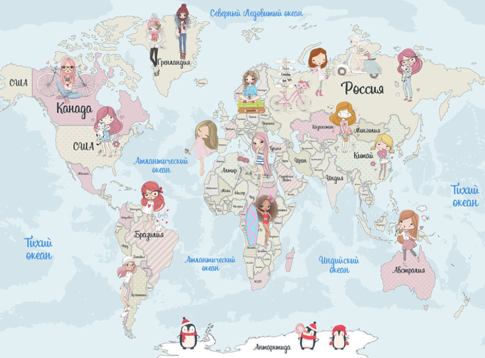 выбрать Фотообои Карта в детскую Фотообои в детскую на стену