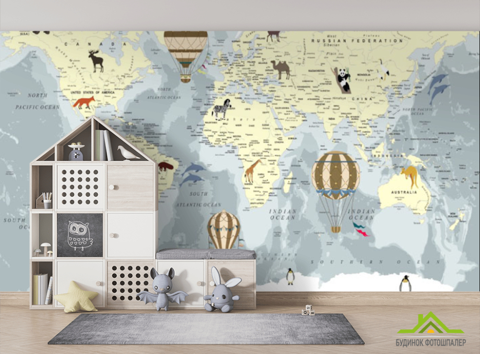 выбрать Шпалери в дитячу Карта Фотошпалери Розвиваючі карти на стіну