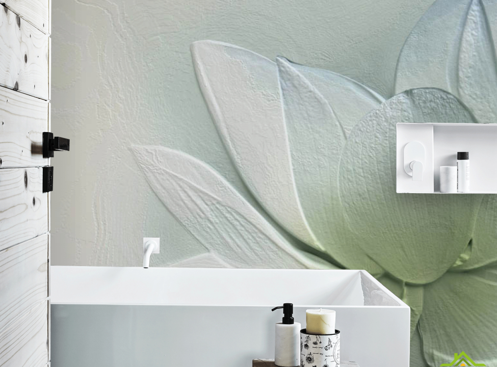 выбрать Фотообои Барельефный лотос Фотообои в ванную на стену