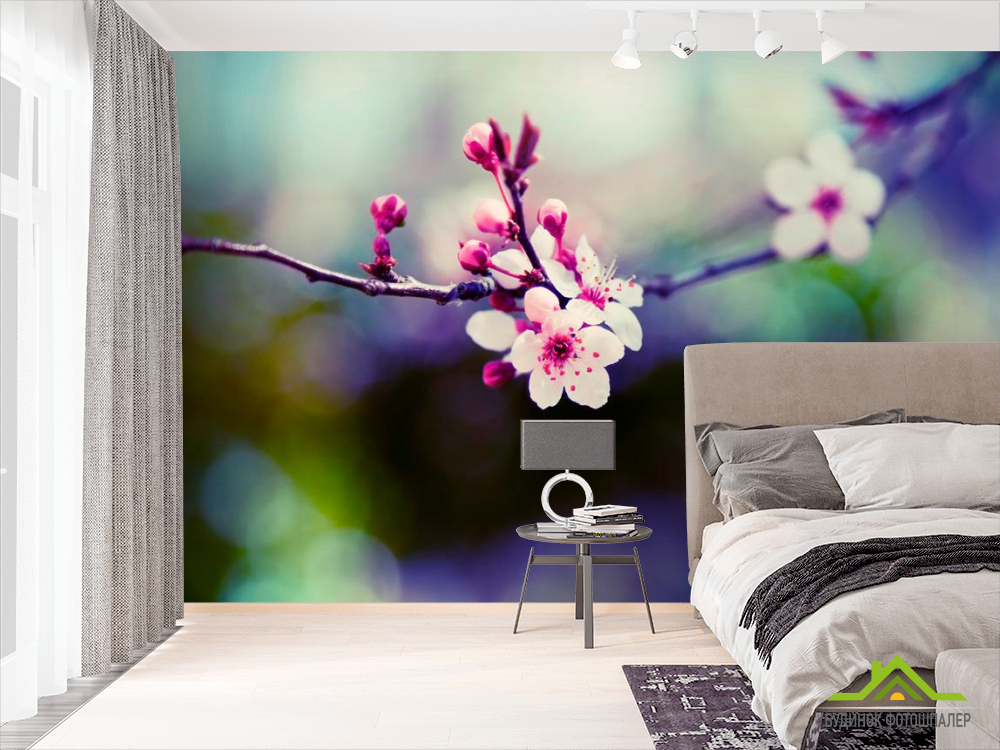 Фотообои Веточка с розовыми цветами