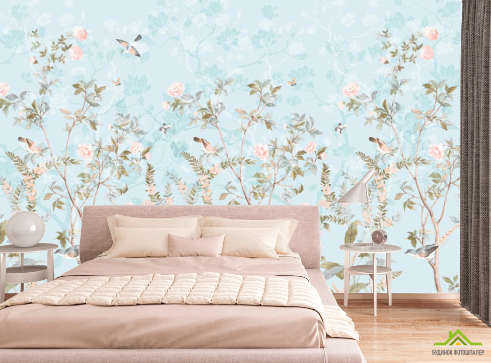 выбрать Фотообои Ветви с птицами Фотообои в спальню на стену