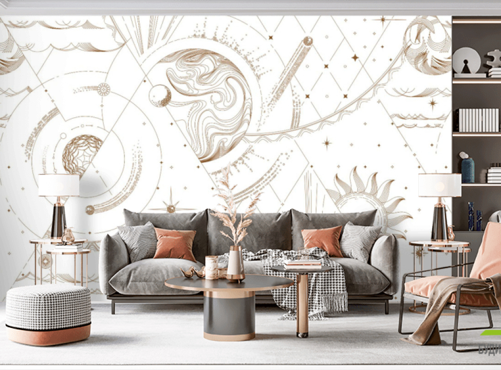 выбрать Фотообои Восточный узор в стиле line art Фотообои простые линии на стену