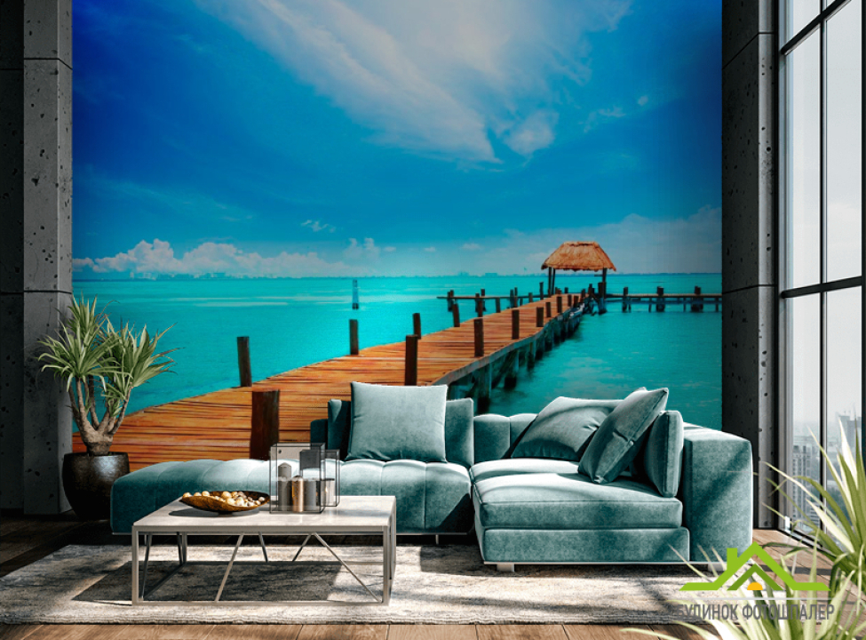 выбрать Фотообои Причал, ведущий в залив Фотообои Море на стену