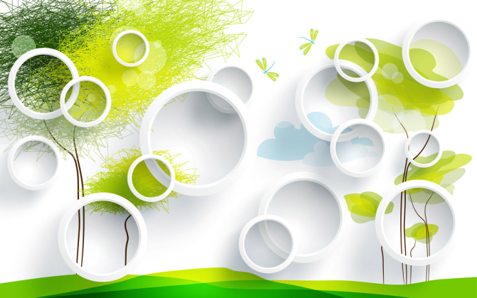 Фотошпалери Кола з абстрактними деревтями