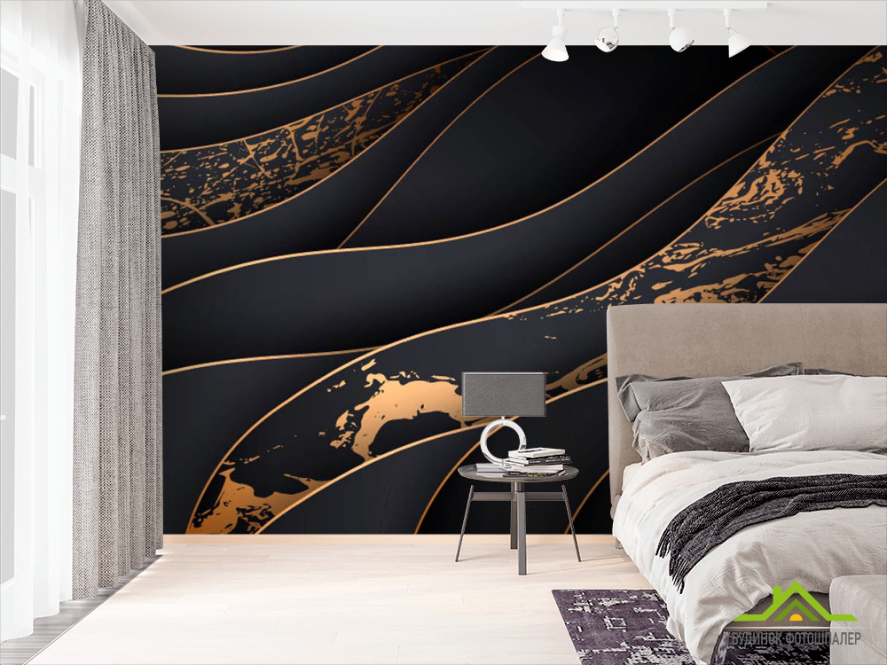 Фотообои Золотые абстрактные волны