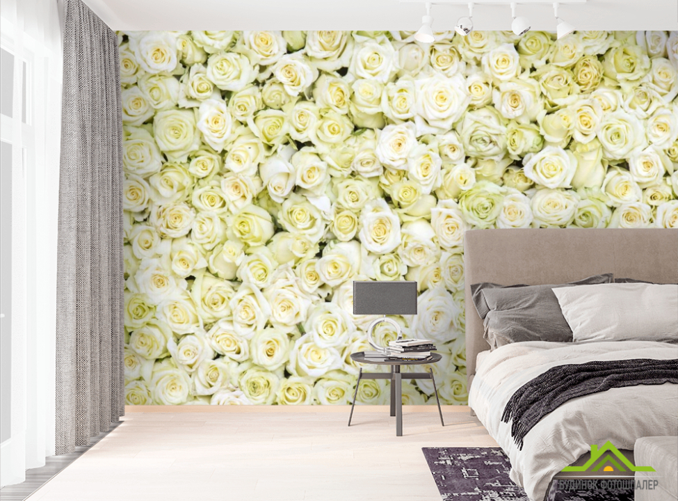 выбрать Фотообои море белых роз Фотообои Розы на стену