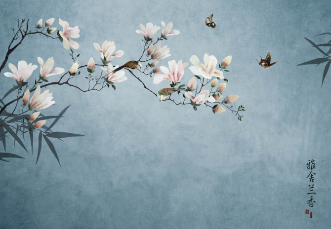 Фотошпалери Магнолія в східному стилі