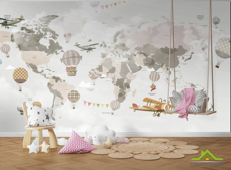 выбрать Фотошпалери Коричнева карта російською Фотошпалери діти на стіну
