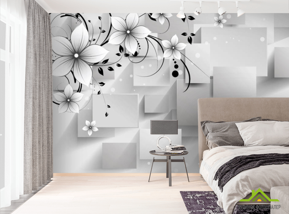 выбрать Фотообои 3д кубы и цветы Фотообои разные на стену
