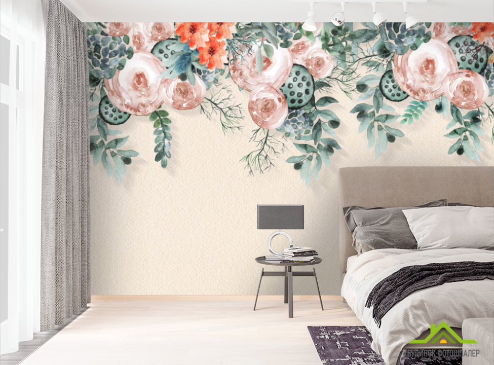 выбрать Фотошпалери акварельні квіти зі стелі Фотошпалери Квіти на стіну