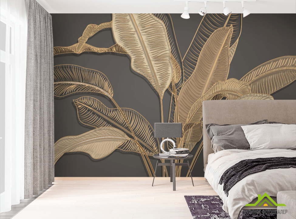 выбрать Фотошпалери золоте листя Фотошпалери 3Д на стіну