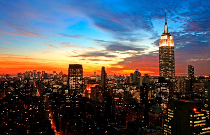 Фотообои Закат в городе