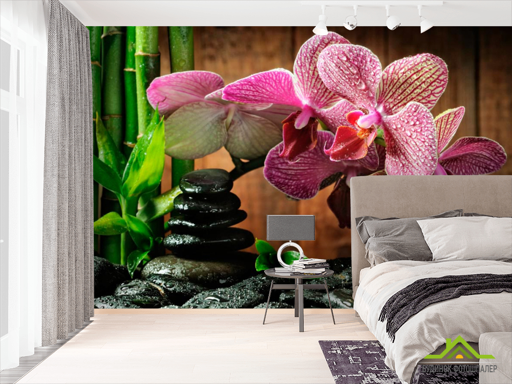 Фотообои Малиновые полосчатые орхидеи