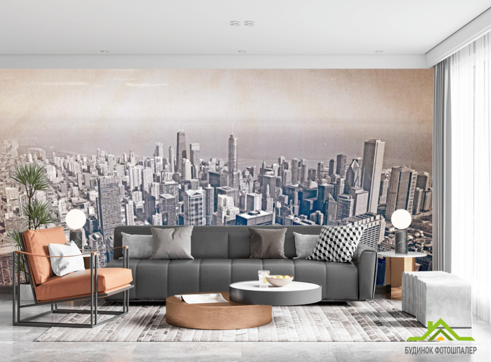 выбрать Фотошпалери мегаполіс над океаном стара папір Фотошпалери Місто на стіну
