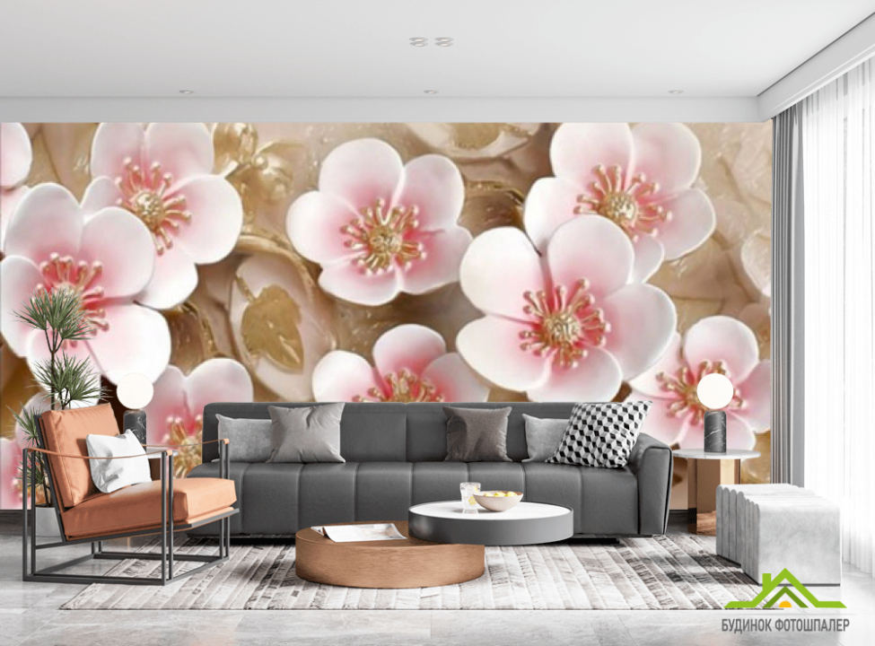 выбрать Фотошпалери Квітуча гілочка Фотошпалери 3Д барельєф на стіну