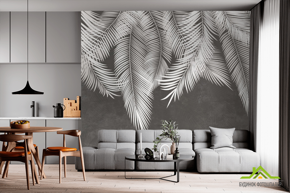 Фотообои светлые листья на стену