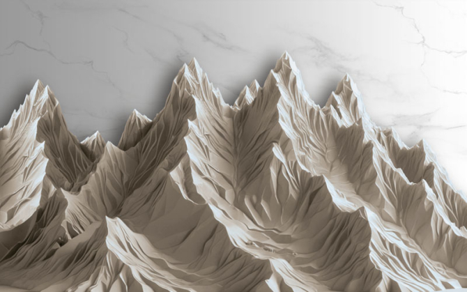 Фотообои 3д горы бежевые с мармуром