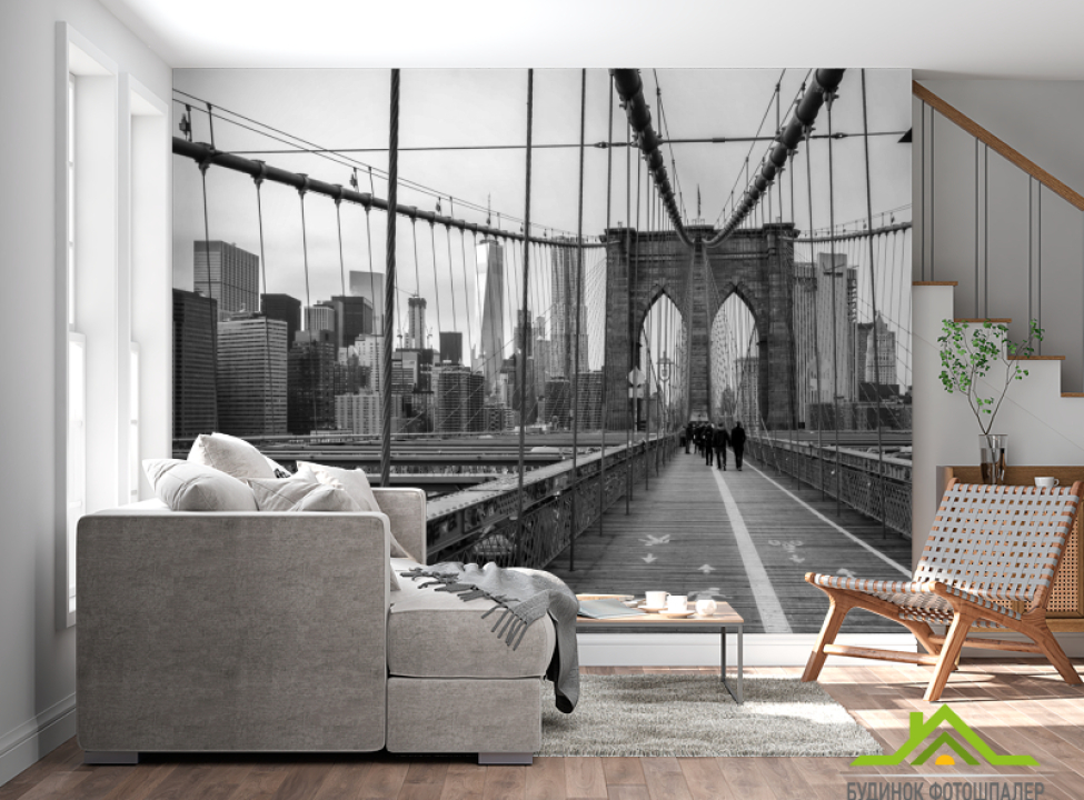 выбрать Фотообои Чб Бруклинский мост Фотообои Город на стену