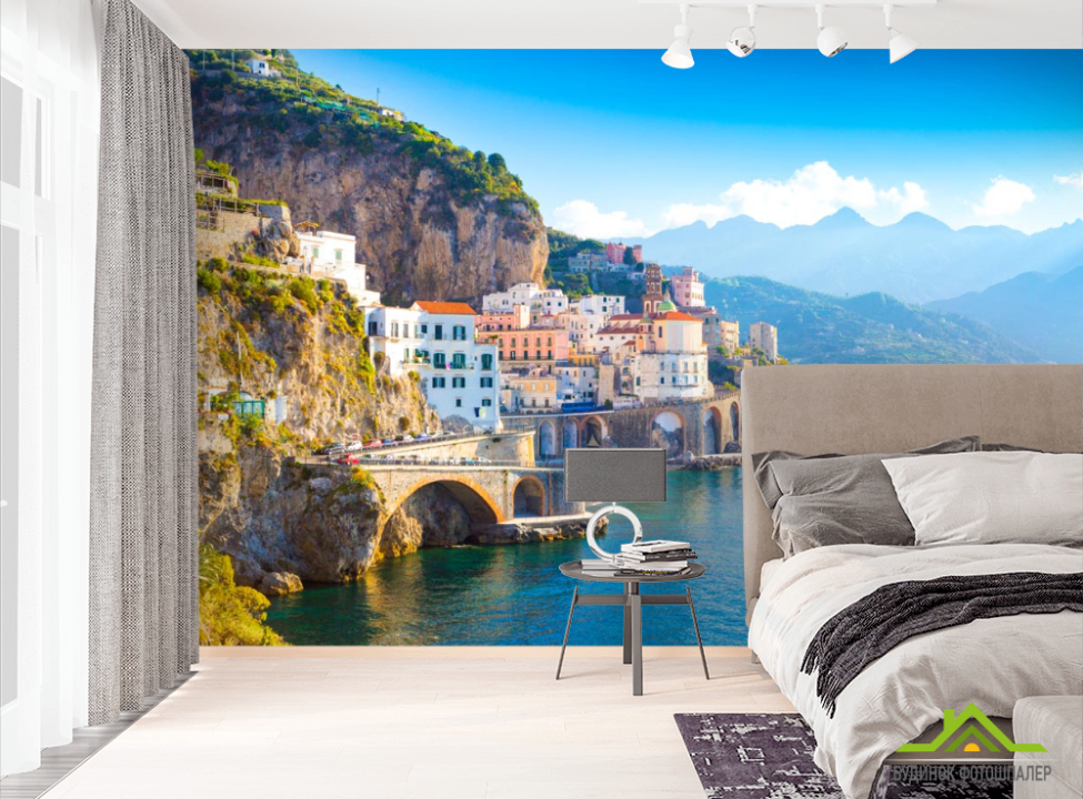 выбрать Фотошпалери білі будинку над морем Фотошпалери Природа на стіну