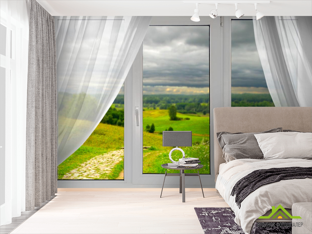 Фотошпалери вид на поле з вікна