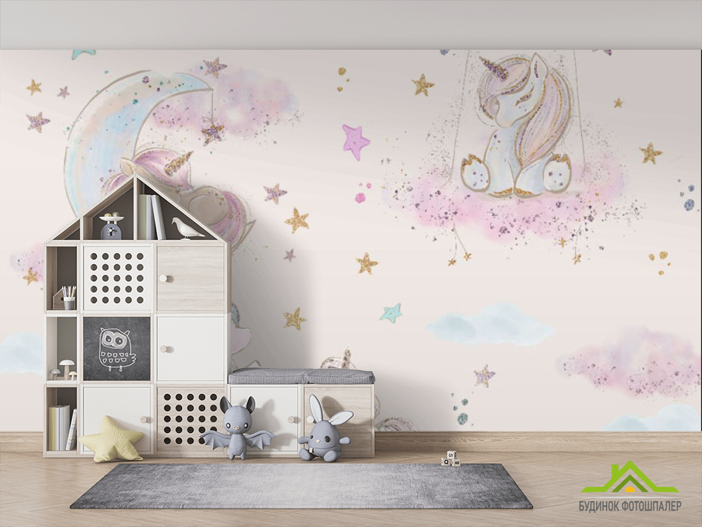 Фотошпалери Єдиноріжки рожеві для дівчинки