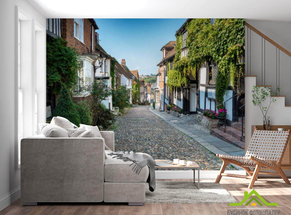 выбрать Фотообои мощенная улица Фотообои Расширяющие пространство на стену