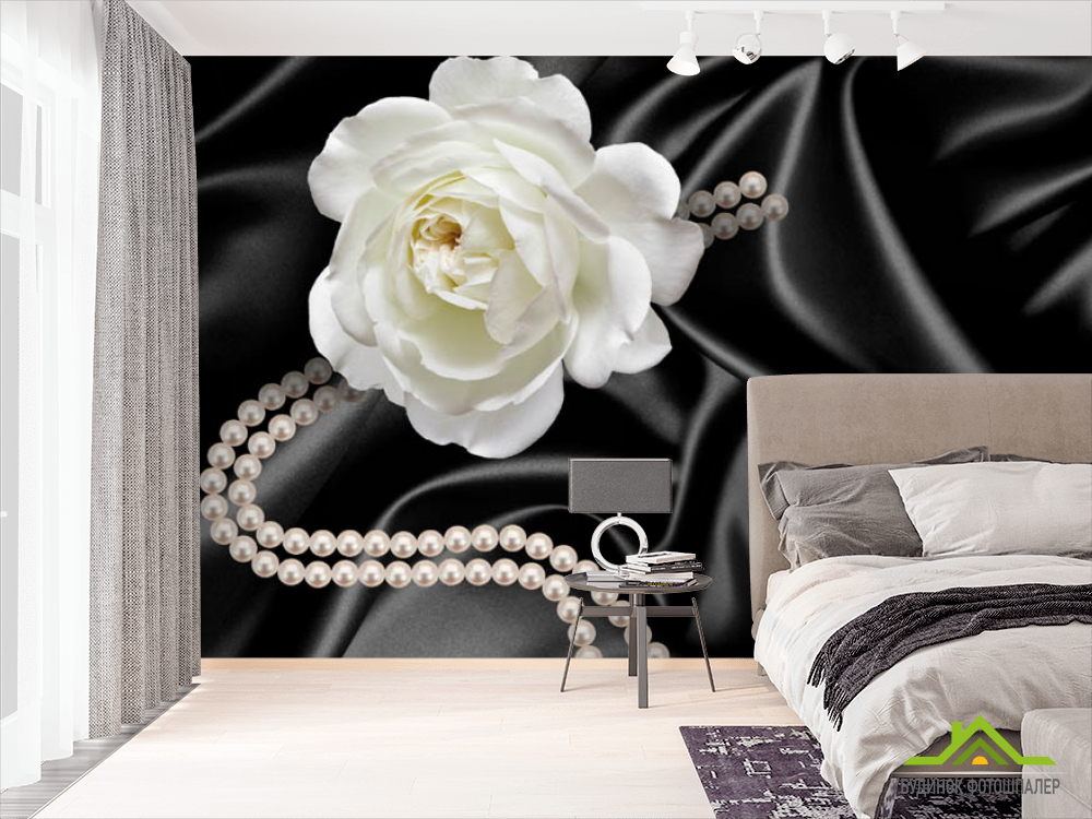 Фотообои Роза с жемчугом