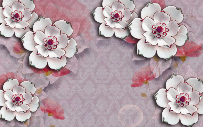 Фотошпалери Керамічні квіти на тлі барроко