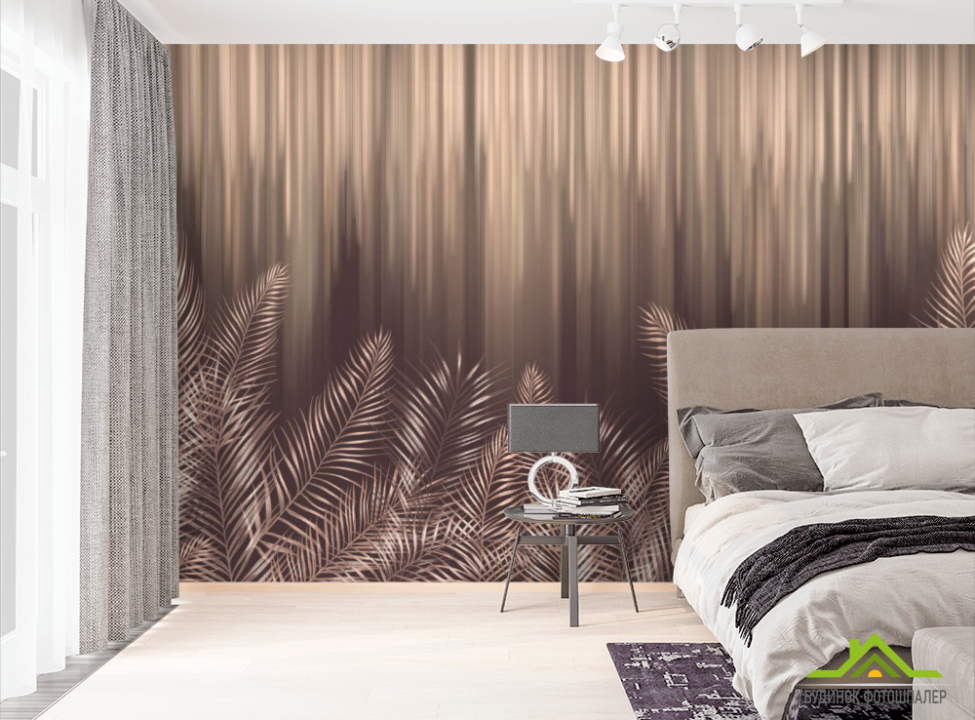 выбрать Фотошпалери Коричневі дизайнерські листя Ексклюзивні фотошпалери на стіну