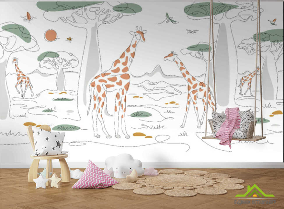 выбрать Фотообои Линейные жирафы Фотообои Little kids на стену