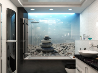 Фотообои в интерьере: для ванной и санузла
