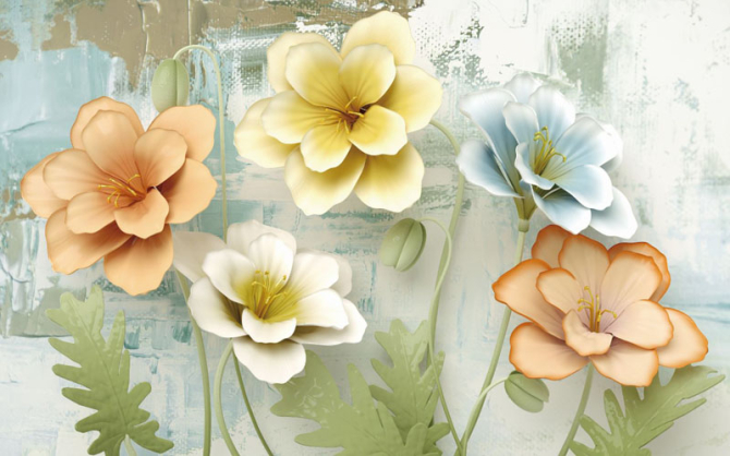 Фотообои 3д цветы объемные