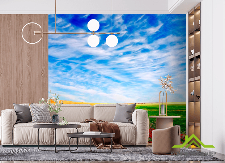 Фотообои Маковое поле, тучи