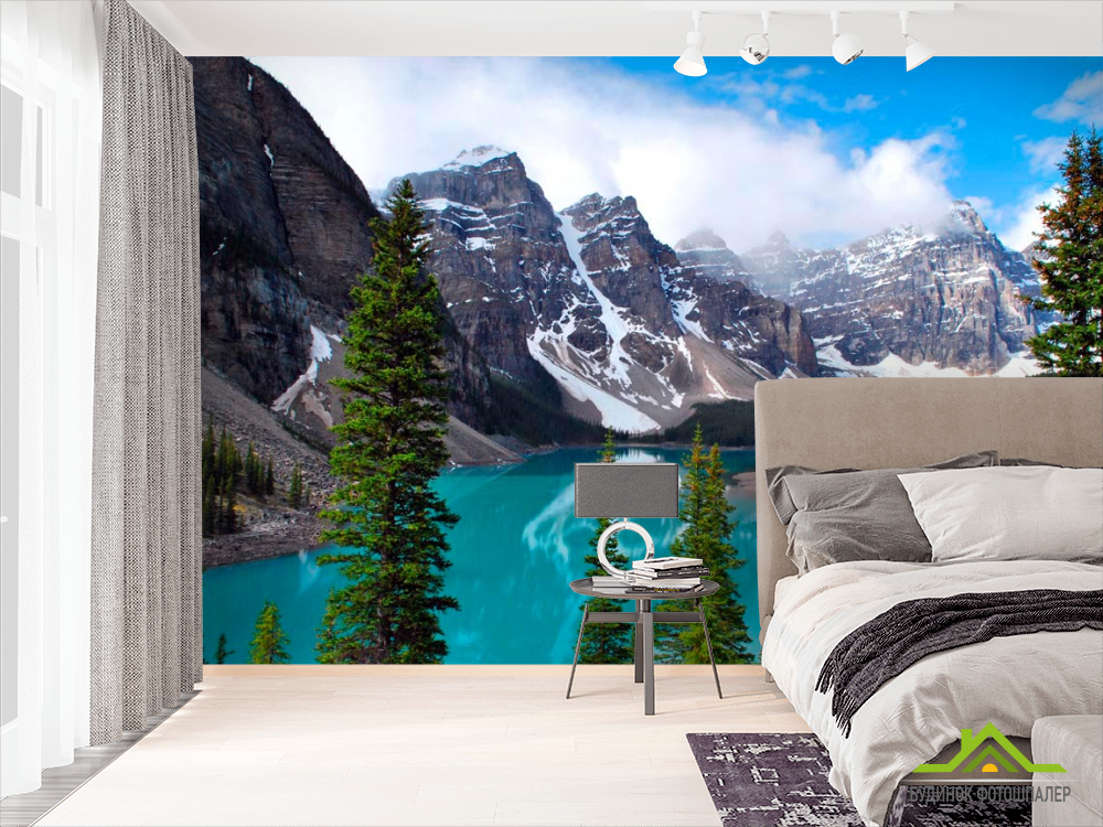 Фотошпалери Скелі, вода, ялина