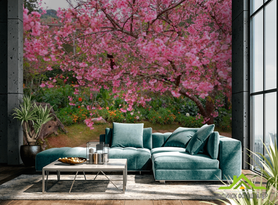 выбрать Фотошпалери Квітучі вишні Фотошпалери Рожеві дерева на стіну