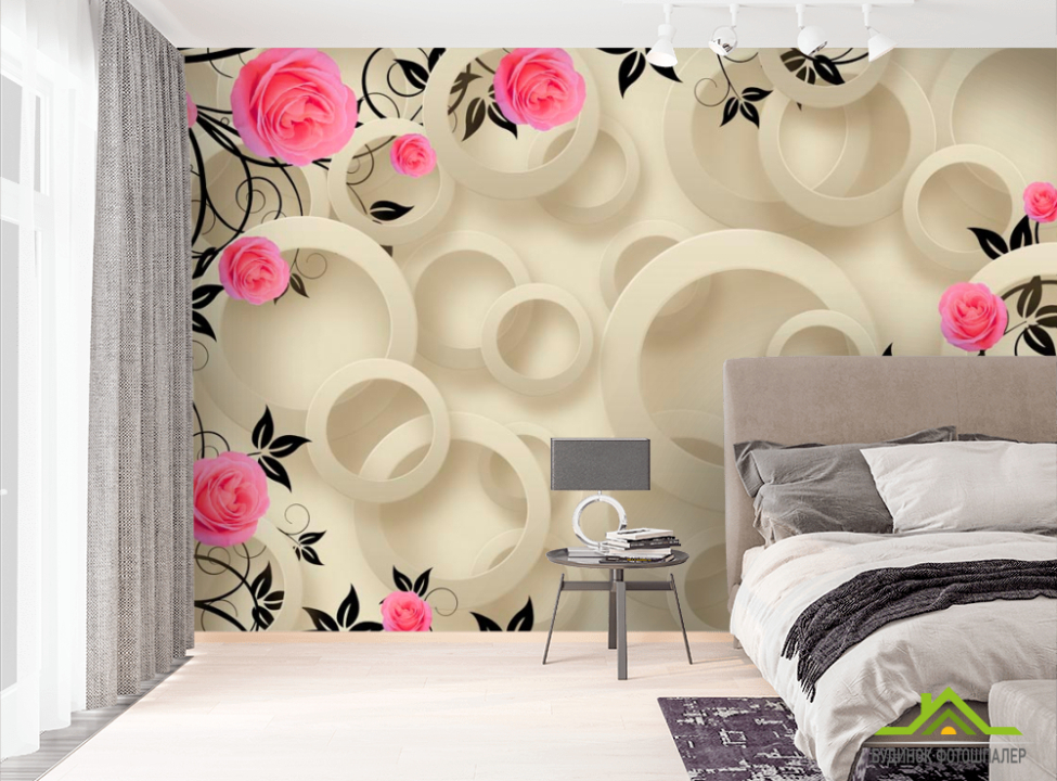 выбрать Фотошпалери Троянди і кола 3d Фотошпалери стереоскопічні на стіну