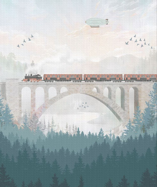 Фотообои Поезд на мосту в детскую