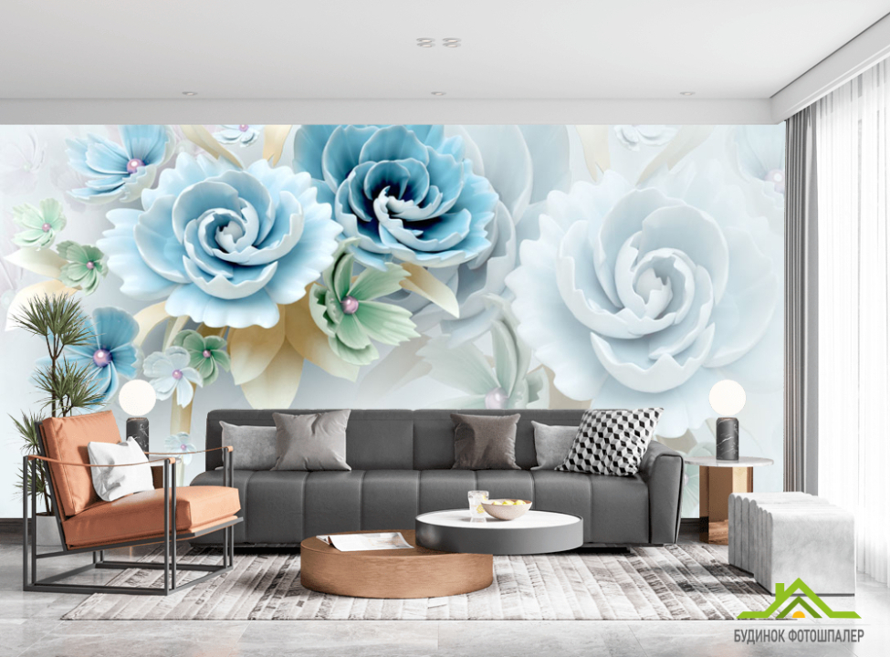 выбрать Фотошпалери Бірюзові керамічні квіти Фотошпалери Квіти на стіну