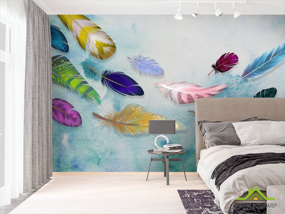 Фотошпалери Різнокольорові повітряні пір'я