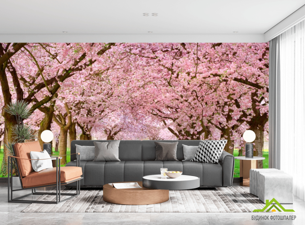 выбрать Фотошпалери Квітучі вишні Фотошпалери Рожеві дерева на стіну