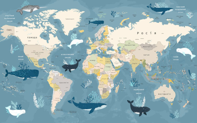 Фотошпалери Карта з тваринами