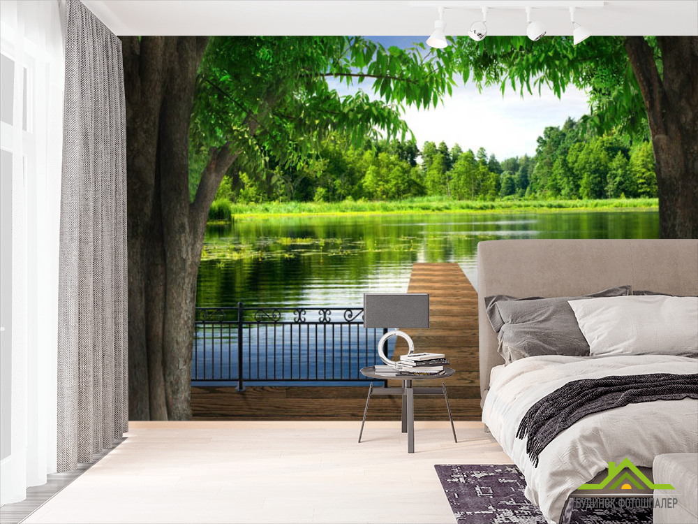 Фотообои Мостик в пруду