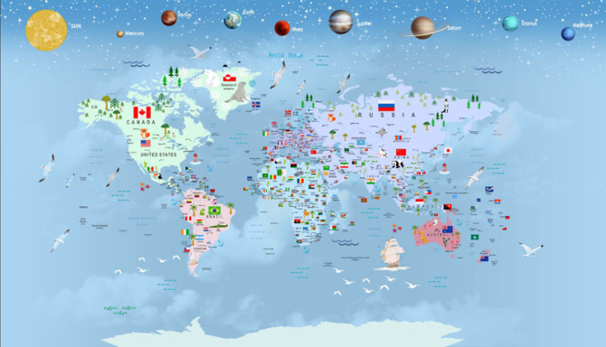 Фотошпалери дитяча карта світу